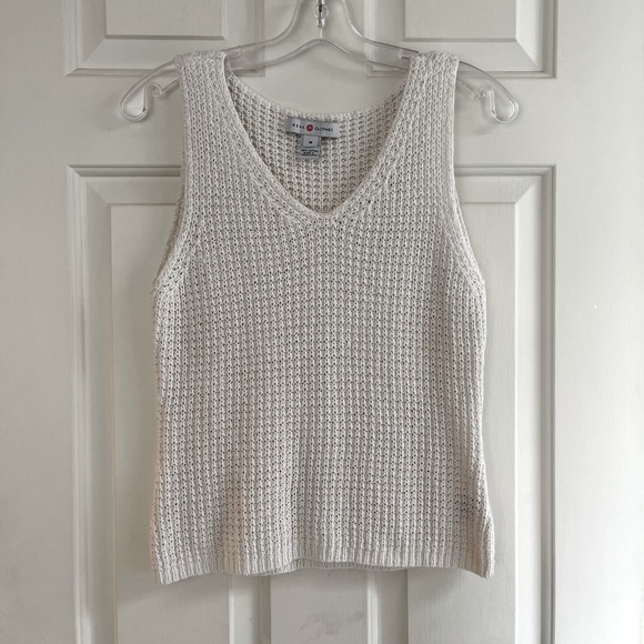 Vintage Real Clothes Sleeveless V-Neck White Cotton Knit Tank Top - Picture 6 of 11